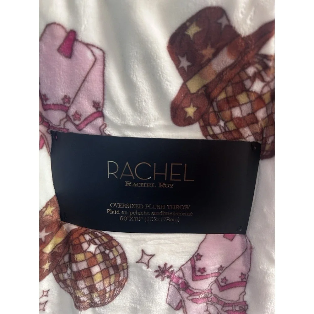 Rachel Roy Disco Ball Yeehaw Cowgirl Throw Blanket Boots Hat Soft‎ 60X70